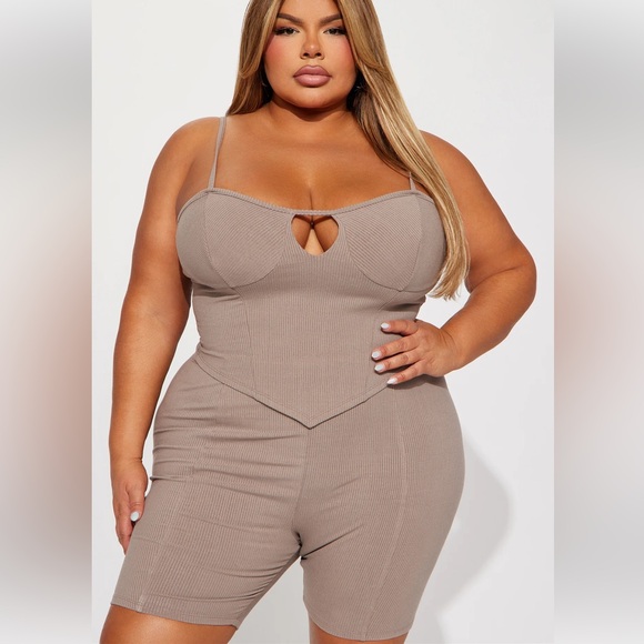 Helen Heavy Rib Short Set - Mocha - Picture 5 of 6